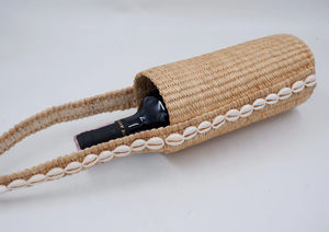 Porta Botellas de Vino Hecho a Mano con Jacinto de Agua y Conchas Naturales, Decorativo, Tejido, Estilo Boho Costero, Decoración para Mesa de Comedor - Product Image 5