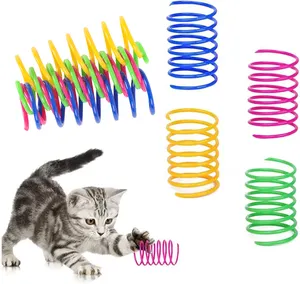 彩色塑料包装耐用宠物螺旋弹簧猫互动跳爪玩具弹簧猫抓挠互动玩具