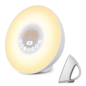 Sunrise Alarm <b>Clock</b> <b>Led</b> Night Light Round Usb Powered With Fm Radio And Manual Button Control For Bedside Use - Product Image 3