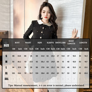 ZYHT30594ドールネックダイヤモンドツーピースブラウスと香りのよいショートスカートブラックホワイトスカートクロップトップスーツセット - Product Image 4