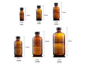 Vente en gros vide 2oz 4oz 8oz 16oz 32oz Amber Boston Bouteilles rondes en verre avec bouchon phénolique - Product Image 4