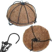 C75 panier de jardinière suspendu rond en métal décoration de jardin intérieur et extérieur avec chaîne de revêtement en coco coco pour pépinière à domicile