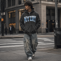 Sweat à capuche zippé délavé à l'acide, coupe oversize, en molleton de coton épais, pour hommes et femmes, style streetwear, marque privée, OEM, faible MOQ, imprimé métallique