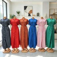 Neue Großhandels-Muslimische Robe für den Nahen Osten Modisches Lässiges Langarm-Kleid mit V-Ausschnitt