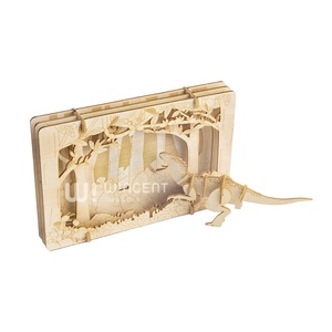 Puzzle en <span class=keywords><strong>bois</strong></span> <span class=keywords><strong>3D</strong></span> Wincent Dinosaure T-Rex Boîte à ombre Diorama de la jungle Kit de modélisme DIY Jouet éducatif STEM Décoration Cadeau Enfants - Product Image 4