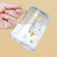Tasse à lait à échelle en verre pour enfants, tasse de paille à jus imprimé de dessin animé, accessoire de Restaurant