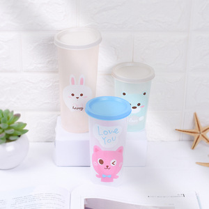 ถ้วยน้ำพลาสติก 500 มล. ลายการ์ตูนกระต่าย แก้วน้ำพกพาสำหรับนักเรียนและใช้ในชีวิตประจำวัน - Product Image 4