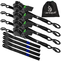 Geri Çekilebilir Cırcırlı Bağlama Kayışları 4'lü Paket 2,5 cm 800 kg Polyester Dokuma S Kancaları Motosiklet Kargo Sabitleme GS Sertifikalı