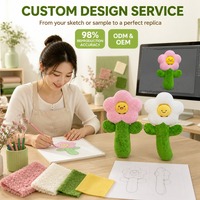 Coussin en peluche en forme de fleur avec visage souriant et tige verte rose et blanche, coussin rembourré pour la décoration du canapé et cadeau pour une ambiance douillette