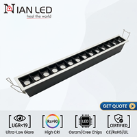 Plafonnier LED linéaire moderne 3 CCT 30W encastré, spot de plafond encastré, dimmable DALI, couleur noire