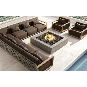 Nhà sản xuất khách sạn Patio đồ nội thất mây góc <span class=keywords><strong>sofa</strong></span> đặt vườn Gỗ Tếch ngoài trời L hình <span class=keywords><strong>sofa</strong></span> Modular cắt - Product Image 1