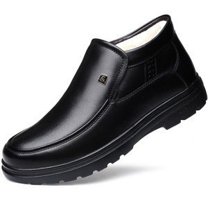 Zapatos de Cuero para Hombre, Forrados de Felpa para Invierno, Suela Gruesa Antideslizante, Tallas Grandes 38-48, Zapatos Casuales para Papá, Color Negro - Product Image 5