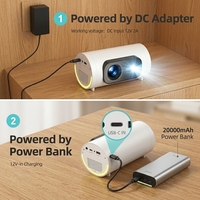 Projecteur Android 1080P L10 alimenté par une batterie externe, projecteur intelligent compatible Android 14, prise en charge 4K, projecteur de logo, extérieur