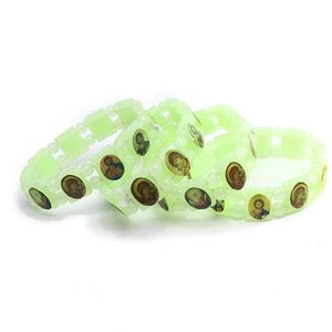 Catholic Fluorescent Green <b>Beaded</b> Bracelet Unisex Elastic Religious Gift Jewelry - Product Image 4