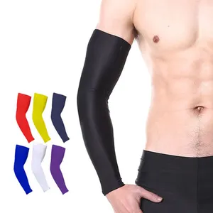 Custom Men Gym Running Elbow Protective Compression Basketball Athletic Sport UV Sun Cycling Ice Silk Cool Arm Sleeve