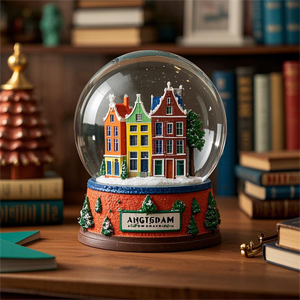 Land Schneekugel Harz Wasser Kristall kugel benutzer definierte Gebäude Amsterdam Canal side House Souvenir Schneeball Amsterdam Schneekugel - Product Image 2