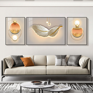 Peinture Décorative Murale en Porcelaine de Cristal de Luxe Moderne, Impressions HD sur Toile de Plumes pour Salon - Product Image 2