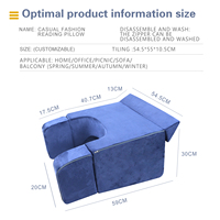 Oreillers populaires pour la lecture et le repos au lit, housse d'oreiller amovible, mousse à mémoire de forme, repose-bras pour adolescents, bureau portable pour la lecture, oreiller pour le jeu