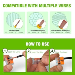 Para conectores de cable de empalme compactos de la serie <span class=keywords><strong>WAGO</strong></span> 221, juego de 80 piezas 221-412 221-413 221-415, bloques de terminales eléctricos enchufables - Product Image 4