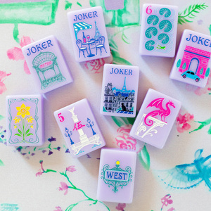 Jeu de Mahjong de Luxe Américain en Acrylique Gravé, Tuiles de Mahjong Violettes de Paris, Cadeau Idéal pour Fêtes en Famille, Vente Directe Usine - Product Image 1