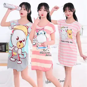 Camisón de Verano Barato de Manga Corta con Dibujos Animados, Pijama Informal para Mujer, Camisón para Dormir, Vestido de Noche Bonito para Adolescentes y Niñas - Product Image 2