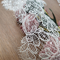 Jupe de robe de mariée noire et blanche brodée en dentelle ajourée, ourlet long en filet avec perles et broderie hydrosoluble DIY JS
