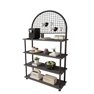 <b>Kitchen</b> Stand <b>Shelving</b> <b>Unit</b> with Microwave Stand, Coffee Maker Organizer and Grid Back Panel <b>Kitchen</b> Rack with Microwave Stand - Product Image 1