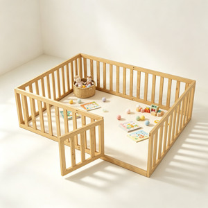 Parc de jeu en bois pour tout-petits, lit cododo sécurisé pour enfants, lit Montessori pour bébés, lit au sol pour enfants - Product Image 2