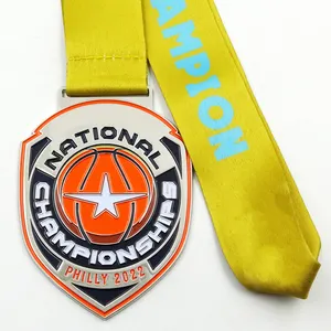 Race Manufacture Custom Marathon Running Race Sport Mirror Reflective Finisher Metal Medal With Ribbon