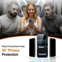 Protection d'écran en verre trempé anti-espion 28 degrés 0,33 mm avec alignement automatique et boîte de dépoussiérage pour iPhone 17 16 15 14 13 12 Pro Max