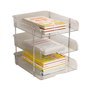 Трехслойный пластиковый контейнер для хранения: органайзер для дома и офиса, настольный, для файлов и мелочей, большой емкости, штабелируемый - Product Image 2