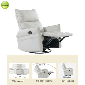 Contemporain 360 °   <span class=keywords><strong>Fauteuil</strong></span> inclinable pivotant avec fonction de balancement et port USB pour salon, appartement, bureau, chambre - Product Image 2