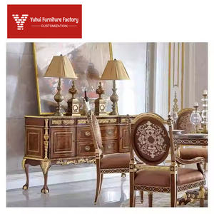 Mesa de Comedor Redonda Estilo <span class=keywords><strong>Castillo</strong></span> de <span class=keywords><strong>Windsor</strong></span>, Mesa de Comedor Europea de Madera Maciza Tallada para Hogares Grandes - Product Image 3