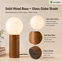 Lampe de table LED en verre et bois massif avec prise secteur, flexible, simple, moderne, minimaliste, pour la décoration de la chambre à coucher