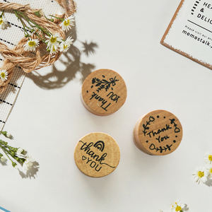 <span class=keywords><strong>Timbres</strong></span> en bois créatifs bricolage décoration de la maison nouvelle personnalité sceau de lettre anglaise pour timbre à motifs - Product Image 4