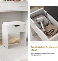 Coiffeuse Moderne et Ensemble Vanité avec Miroir de Maquillage Éclairé et Plateau en Verre Trempé Intégré pour Chambre à Coucher