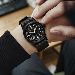 Bracelet de montre Jettda Premium en nylon rayé avec breloques, en tissu Natos, une seule pièce, côtelé, avec boucle déployante, logo personnalisé, compatible avec Hamilton - Product Image 5