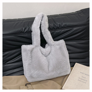 Sac carré fourré d'hiver style célébrité internet, deux poignées, mode coréenne, bandoulière en polyester - Product Image 5
