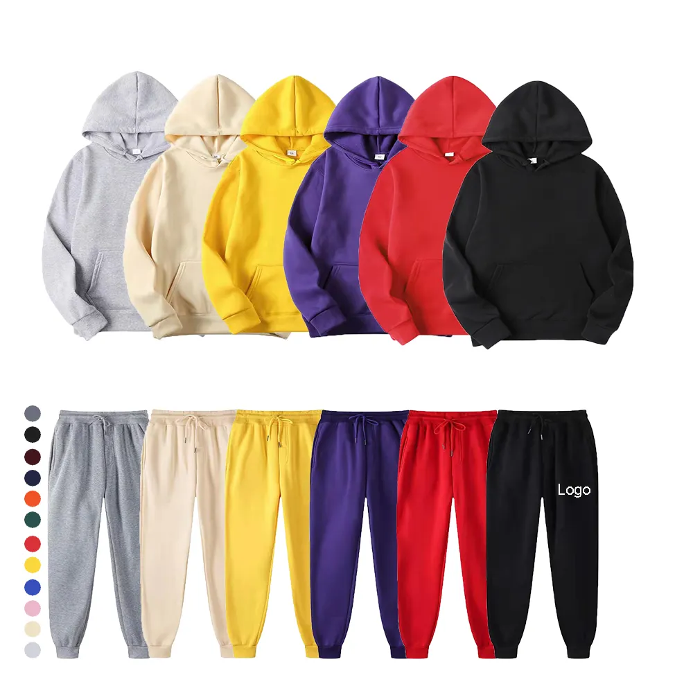 New Hoodies Design Custom Colorful Men Hoodies Set With Own Logo Brand Customized Mens Pullover Hoodies