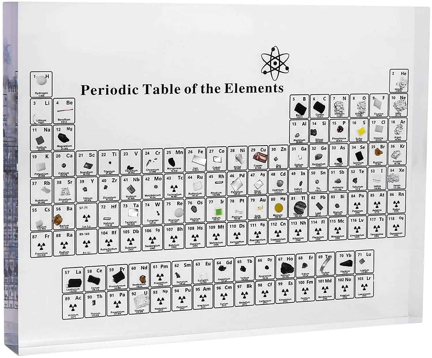 Display da tavola periodica in acrilico trasparente con elementi reali insegnamento della scuola giorno regali di compleanno tavola periodica degli elementi
