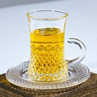 Tasse à café ou à thé en verre transparent de 100 ml, design floral ambre arabe, style rétro vintage, luxe léger, pour la maison ou le bureau