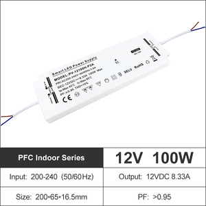 High PF0.95 Ultra-Slim 100W Plastic Case LED Driver <b>12V</b>/24V Constant Voltage Indoor LED Cabinet Lighting <b>Power</b> <b>Supply</b> AC to <b>DC</b> - Product Image 3