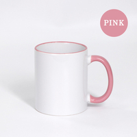 Lot de tasses à café en céramique avec bordure et anse de couleurs assorties – Offre de gros commerciale pour achats en vrac