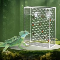 Boîte d'alimentation transparente en acrylique pour lézards et caméléons, boîte d'alimentation pour reptiles, boîte à nourriture pour insectes à fixer au mur avec ventouses