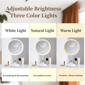 Espejo Circular <span class=keywords><strong>de</strong></span> Maquillaje y Cuidado <span class=keywords><strong>de</strong></span> la Piel con Iluminación LED Ajustable, Carga Inalámbrica para <span class=keywords><strong>Teléfono</strong></span> Móvil con Espejo <span class=keywords><strong>de</strong></span> Succión Magnética - Product Image 2