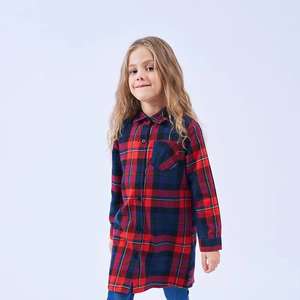 Vêtements pour enfants, chemises longues d'automne pour enfants, chemises à manches longues en flanelle chaude, chemises en flanelle à carreaux pour filles - Product Image 3