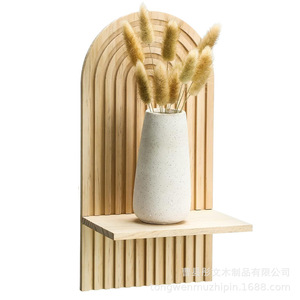 Wooden Wall <b>Shelf</b> Geometric Design Wall Mounted Storage Display <b>Rack</b> For Home Decor - Product Image 5