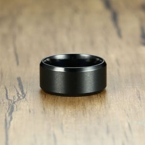 Anillos de Acero Inoxidable Negro con Borde Biselado de 6mm/8mm, Joyería de Moda Personalizada OAHLAN para Hombre - Product Image 4