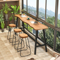 Ensemble de chaises de Table de Bar en bois massif moderne nordique Design mural irrégulier à bord naturel pour Restaurant Home Bubble Tea Shop pour hôtels