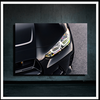 Art mural de voiture de sport illuminé, trois images de véhicules pour garage, salon, bureau, salle d'exposition, décoration intérieure moderne